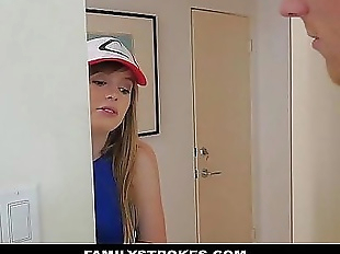 FamilyStrokes- Step-Sis Blows bro for Pokemon 10..