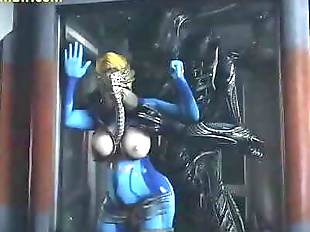 Zero-Suit Samus Aran Dominated by Xenomorph Dick..